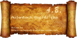 Aulenbach Boglárka névjegykártya